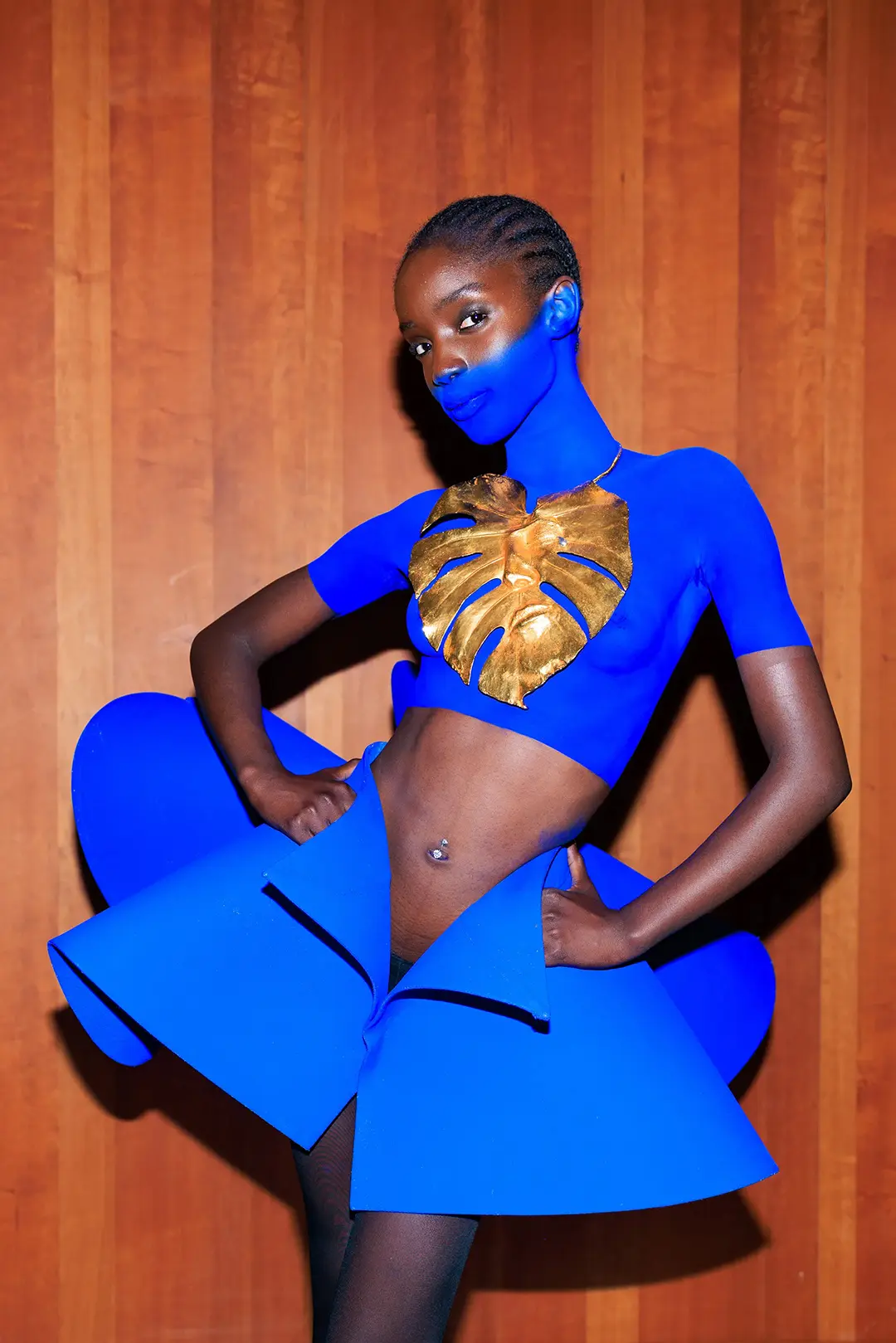 blue schiaparelli dress BUSTIER DRESS