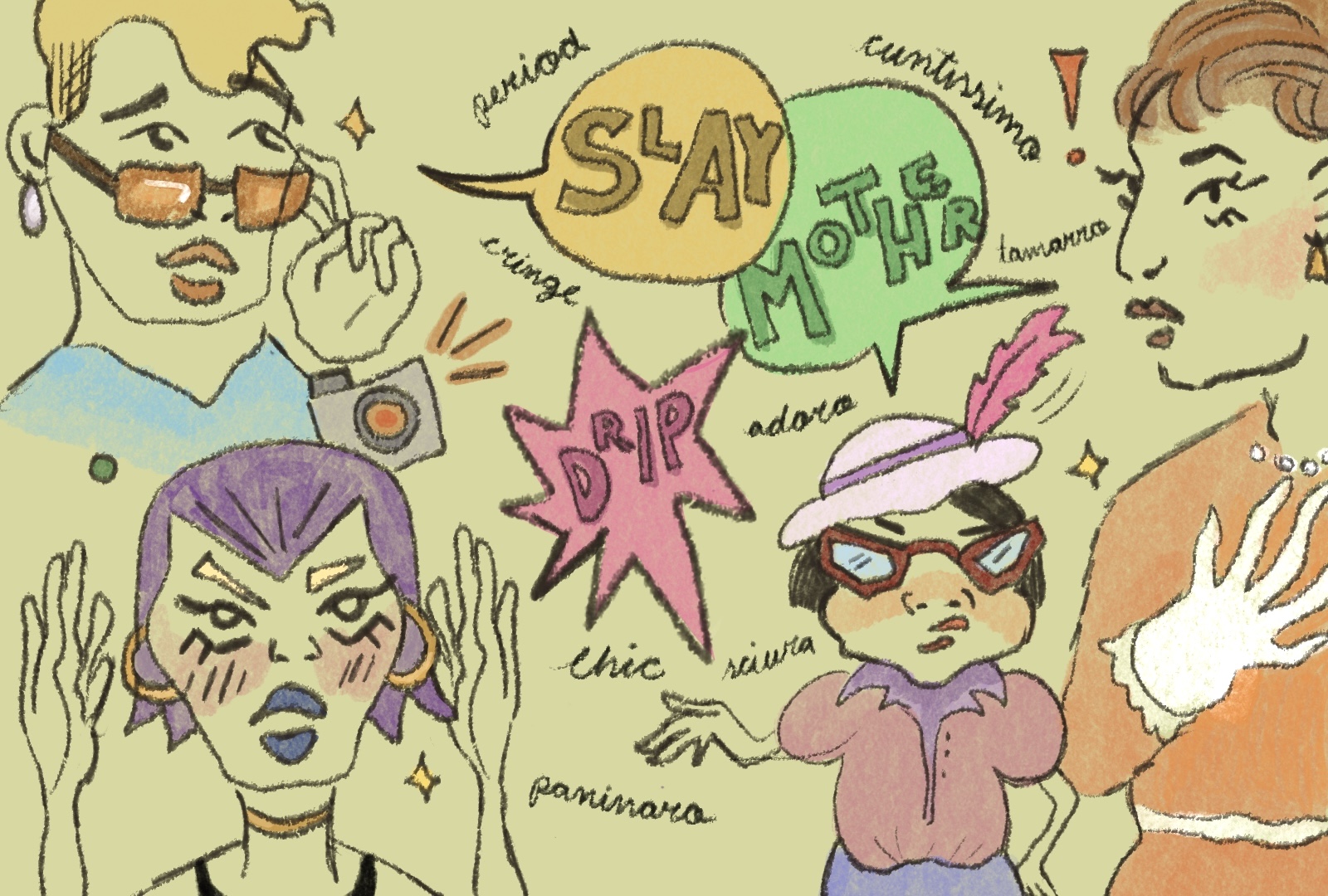 Untranslatable Italian Slang Words to describe Fashion Sense by artwork Cristina Gonzalez Clavijo