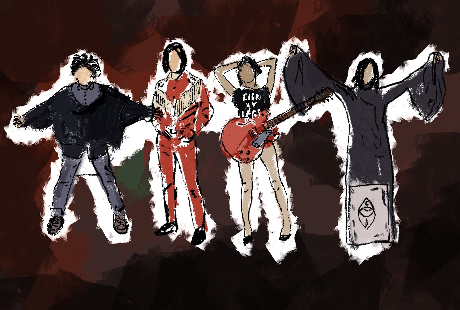 Digital artwork about Music Icons for Halloween by Anano Esartia student at Istituto Marangoni Firenze.