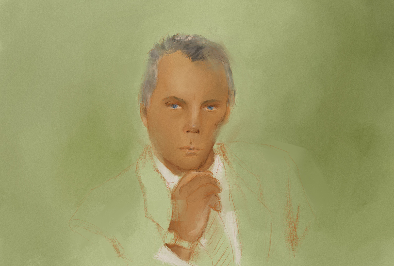 Digital artwork about King Giorgio Armani takeaways by Margie Mitchem, student at Istituto Marangoni Firenze