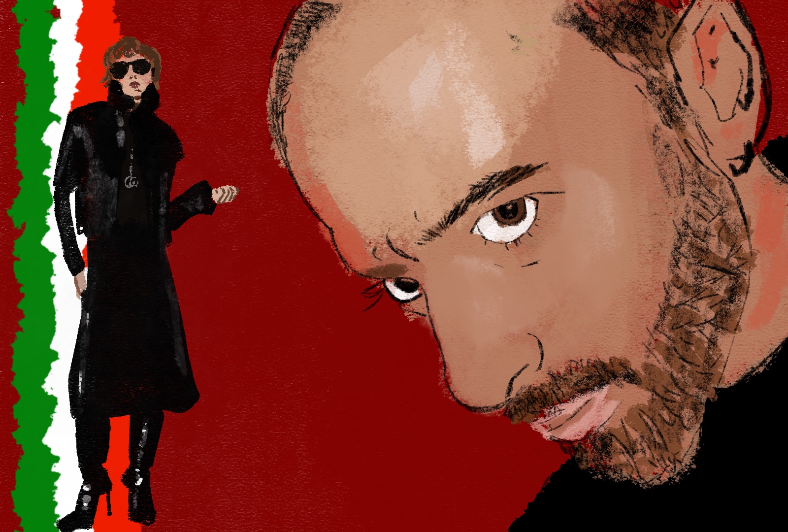 A portrait tribute to Demna Gvasalia, inspired by his debut vision for Gucci.