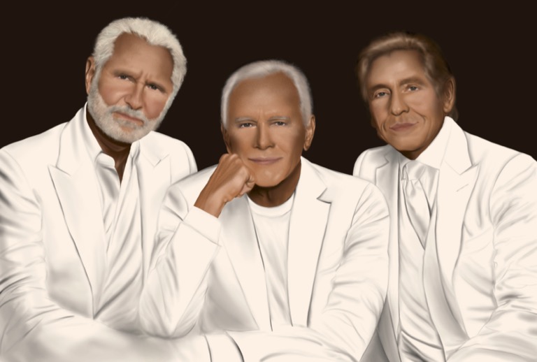 Digital tribute to Versace, Armani and Valentino, timeless icons of Italian fashion.