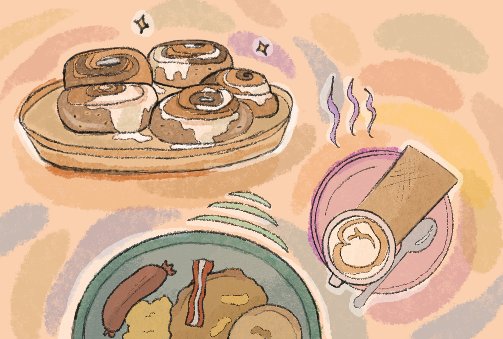 Digital illustration capturing Florence cafés, brunch moments and stylish catch-ups.