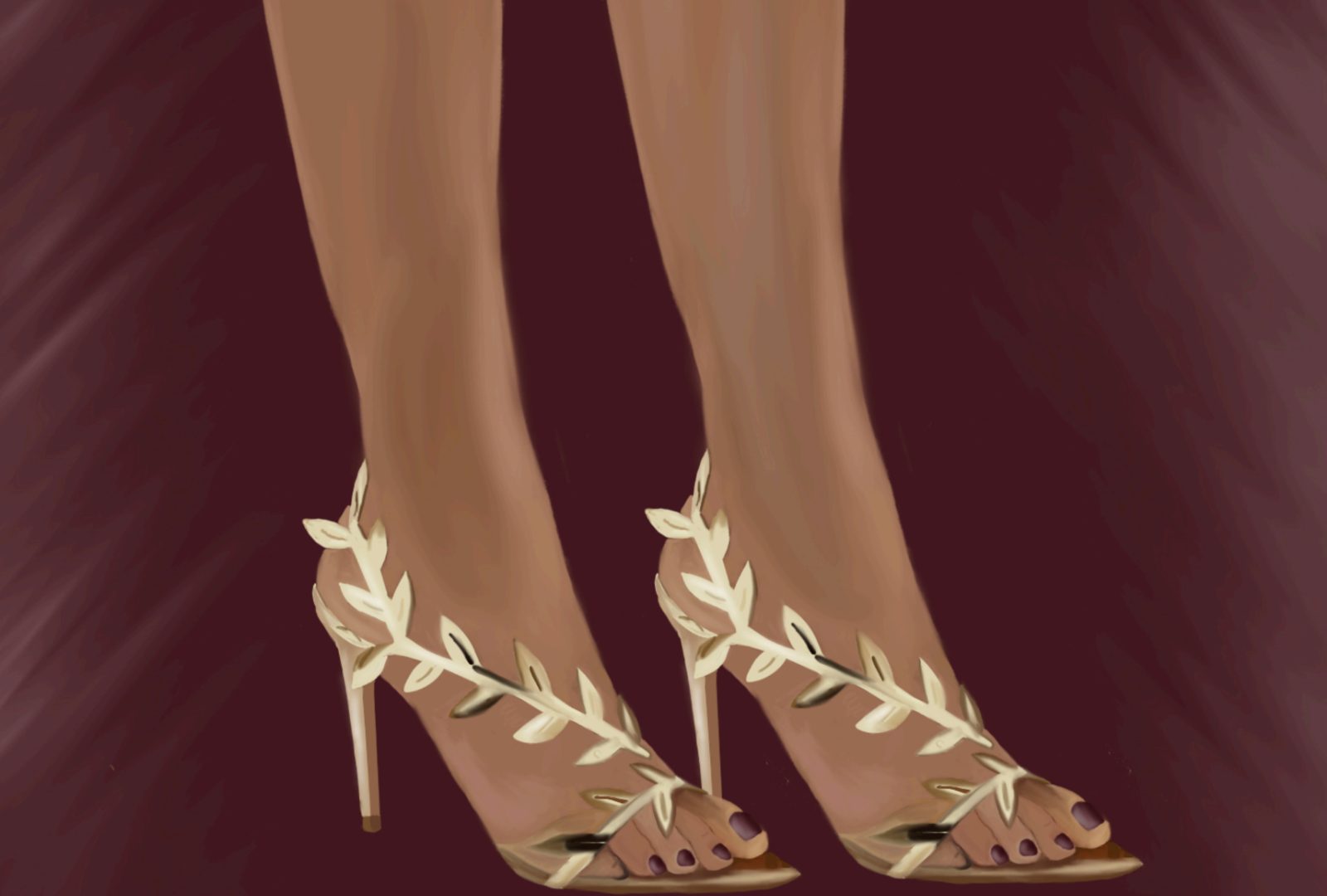 Digital illustration portraying Gianvito Rossi shoes and the elegance of Italian shoemaking.