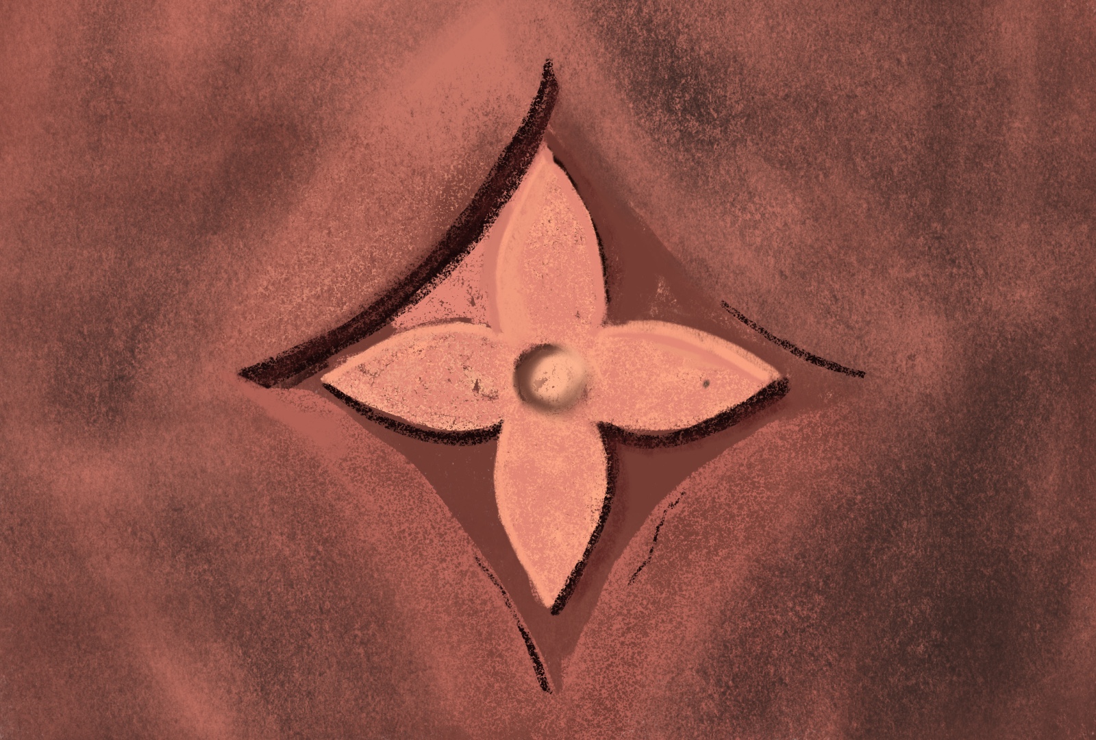 Digital illustration portraying Louis Vuitton make-up through the maison’s iconic monogram flower.