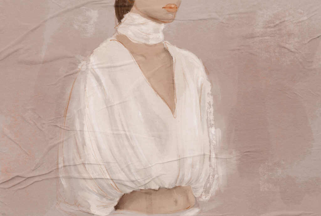 Digital drawing capturing the quiet, nostalgic mood of New York Fashion Week SS26.