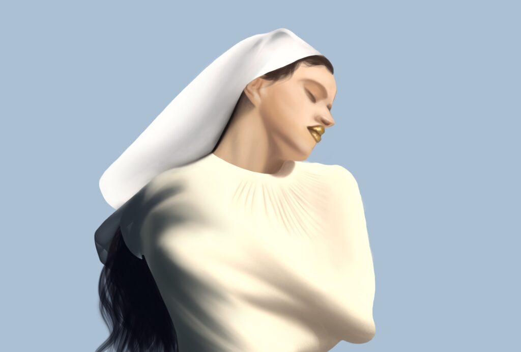Portrait tribute to iconic singer Rosalía and her album Lux.