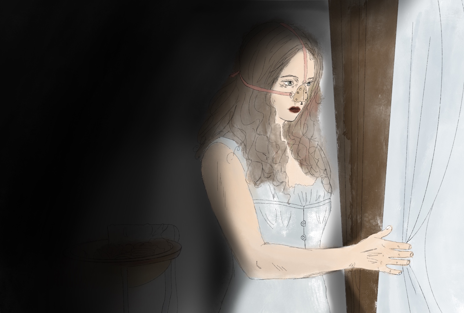 Digital drawing portraying The Ugly Stepsister and its dark take on beauty and fairytale myths.